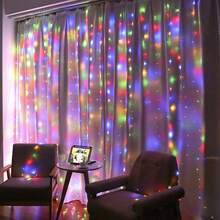1 Set USB Powered LED Curtain Lights With Remote Control, 8 Lighting Modes, Fairy String Lights For Birthday, Room, Bedroom, Wall, Wedding, Party, Halloween, Christmas Holiday Decoration - USB插頭窗簾燈 - 查看 22