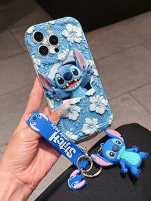 Disney Lilo And Stitch Phone Case : 3D Fluffy Pattern Border Protector Phone Soft Phone Case With A Free Cute Stitch Bracelet Chain Lanyard, Stitch, Lilo, Angel, For Apple 17 Promax 17 Pro 16 15 14 13 12 11 Pro Max XS Max X XR Soft Cover Summer Phone Case - 白色 - 查看 3