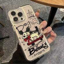 2026 Nueva Funda de Teléfono para 16 Pro/15/14/13/12, Diseño de Perro en Patineta, Diseño Creativo y de Moda, Textura Esmerilada, Antigolpes de Silicona, Regalo - transparente - Ver 5