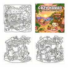 1pc Warm Hawaiian Coloring Book, Tropical Beach Theme, 24 Pages Thick Paper, Featuring Beautiful Tropical Landscapes, Palm Trees, Ocean Views, Beach Leisure, Cozy Island Life And Cute Summer Scenes, Perfect For Beginners, Ideal For Relaxing Coloring Or As A Birthday, Holiday Party Gift! Art Supplies/Cozy Summer Aesthetic/Coloring Book - Warm Hawaiian Coloring Book - View 6