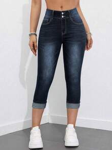 GGRT   Vaqueros informales de ajuste delgado lavados en denim - Albaricoque - Ver 8