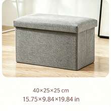 1 Taburete de almacenamiento plegable multifuncional de lino, taburete de sofá, taburete de almacenamiento, caja de almacenamiento, caja organizadora, taburete para cambiarse los zapatos para adultos para sentarse, uso flexible en el hogar. - Beis - Ver 2