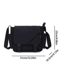 Men's Minimalist Sports Casual Solid Color Multi-Function Crossbody Bag - Black - View 5