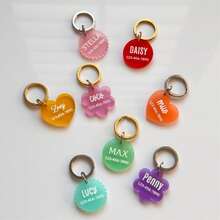 Personalized Acrylic Pet ID Tags, Customized Dog Name, Cat Tags, Customized Name And Phone Number Dog Cat Tags, Anti-Lost Tags, Cute Cat Dog Accessories, Customized Text Heart/Flower/Round/Scallop Shape Keychains, Gift For Pet Lovers - H-pet Identification Tag - View 9