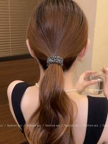 Bộ 2/1 chiếc dây buộc tóc đính đá lấp lánh tối giản, dây chun buộc tóc, kẹp tóc dành cho nữ, thích hợp đi du lịch, sinh nhật. - Nhiều màu - Xem 6