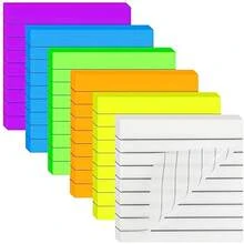 6packs/7packs/12packs Multi-Color Transparent Waterproof PET Lined Blank Self-Adhesive Sticky Note Set, Fluorescent Regular Color Series With Grid Pattern Memo Pads, Office Study Daily Recording, Document Marking Stationery Supplies School Supplies - one-size - View 3