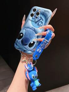 Disney Lilo And Stitch Phone Case : 3D Fluffy Pattern Border Protector Phone Soft Phone Case With A Free Cute Stitch Bracelet Chain Lanyard, Stitch, Lilo, Angel, For Apple 17 Promax 17 Pro 16 15 14 13 12 11 Pro Max XS Max X XR Soft Cover Summer Phone Case - 白色 - 查看 4