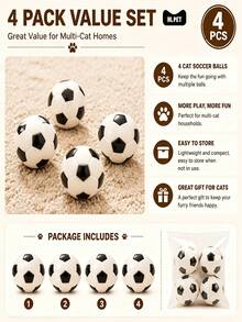1/2/4pcs Cat Soccer Ball Toys - Interactive Rolling Ball, Suitable For Kittens And Adult Cats, Interactive Cat Toys, Self-Entertainment And Exercise For Cats And Kittens, Cat Toys, Indoor Entertainment - Multicolor - View 3