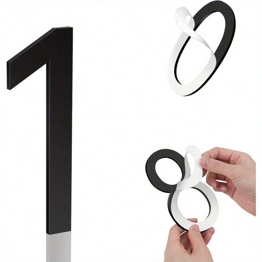 10cm Large Self-Adhesive Acrylic Door Number, Black White Gold Silver Modern Style Address Numbers, Suitable For Mailbox, Home, Office, Hotel, Easy Installation, No Nails Or Tools Needed - Multicolor - View 1