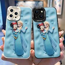 Disney Frozen Licensed Design On Concave Sky-Blue Base, Official Frozen Logo At Top, Elsa In Classic Ice-Blue Gown Holding Mini Minnie Doll, Scattered Star And Bubble Decorations Around. Cool Winter-Toned Color Matching Echoes The Movie's Icy Theme, Precise Cutouts For All Buttons And Camera. Compatible With IPhone 17,16,15,14,13,12,11 Pro & Galaxy S25,S24,S23,S22 Series. - 白色 - 查看 3