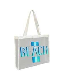 網格海灘包與小收納袋套組，印有夏季「BEACH」圖案，充滿夏日氛圍，包含購物袋、海灘包、夏威夷風透明收納袋、旅行盥洗包、海灘托特包、休閒度假包、化妝收納袋，適合學校、度假、假期和返校，是送給朋友和老師的理想禮物，也適合生日、派對、夏季、度假、假期和婚禮場合 - 彩色 - 查看 16