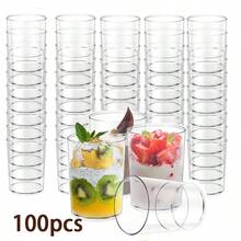 10pcs/50pcs/100pcs 100ml Straight Round Transparent Plastic Mousse Cups - Durable Clear Dessert Cups Suitable For Tiramisu, Pudding, Jelly, Cheesecake - Perfect For Weddings, Birthdays, Buffet Parties And Dessert Tables - Transparent - View 15