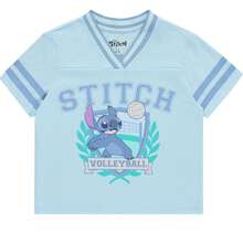 Lilo & Stitch Disney Lilo And Stitch Girls Short Sleeve T-Shirt- Stitch Girls Volleyball Graphic Tee Sizes 4-16 - 藍色 - 查看 7