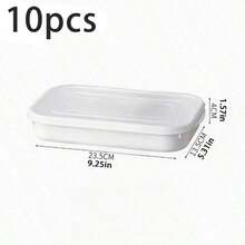 10 piezas Juego de recipientes reutilizables para almacenamiento de alimentos, 5 recipientes + 5 tapas, cajas de almacenamiento para refrigerador, recipientes para congelador con tapas, apilables, cajas de conservación de alimentos, recipientes para congelar carne, cajas para mantener la frescura de las frutas, cajas bento - Multicolor - Ver 12