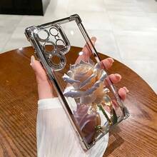 Beautiful Rose Flower Case Suitable For Apple 16 Pro, Transparent 17 Air Phone Protective Cover, 15 Pro Max - Airbag Electroplated Shell - Purple - ZJ3700 - View 5