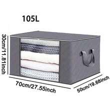 105L Large Storage Bag, Under Bed Storage Container, Closet Organizer Box, Foldable Under Bed Storage Bag For Linen, Sheets, Blankets, Clothes, Quilts, Sweaters, Pillows, Wrapping Paper, Grey, 6pcs Clothes Storage Box Foldable Closet Organizer With Reinforced Handles, Can Hold Clothes, Blankets, Quilts, Sheets, Pillows And Toys With Lid, Foldable Blanket Storage Bag With Zipper, Transparent Window And Reinforced Handles, Closet And Organizing Clothes, Sweaters, Quilts, Bedding - View 3