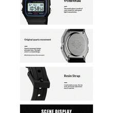 Casio 極簡休閒數位卡西歐手錶，全自動日曆 LED 背光 30M 防水百搭男女正裝手錶 - 均碼 - 查看 9