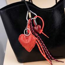 PU Leather Heart Pearl Bow Braided Rope Bag Charm Phone Lanyard - Multicolor - View 1