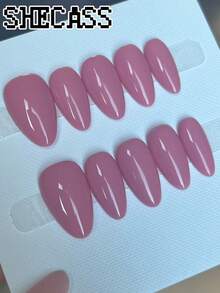 Shecass High-Quality Nude Cat Eye Almond-Shaped Press-On Nails, Solid Milk White Shiny Magnetic Cat Eye False Nails, Minimalist Elegant Natural Reusable Manicure Set, Suitable For Daily Work, Dates, Halloween, Brides, Short Nails, Summer Music Festivals, Back To School Season - Multicolor - View 1