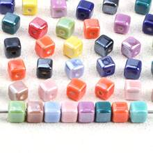 20pcs Cube Ceramic Porcelain Beads For DIY Jewelry Making Decorative Craft Square Beads For Necklaces Bracelets And Accessories Craft - 20pcs - View 6