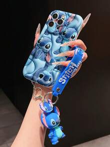 Disney Lilo And Stitch Phone Case : 3D Fluffy Pattern Border Protector Phone Soft Phone Case With A Free Cute Stitch Bracelet Chain Lanyard, Stitch, Lilo, Angel, For Apple 17 Promax 17 Pro 16 15 14 13 12 11 Pro Max XS Max X XR Soft Cover Summer Phone Case - 白色 - 查看 4
