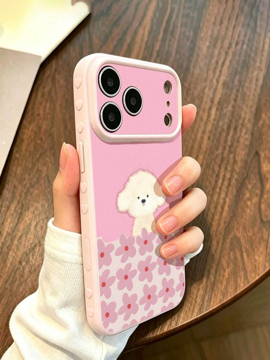 1pc Minimalist Cute Plaid White Dog Pattern Fashionable Cute Side Heart Anti-Drop Premium Soft TPU Phone Case, Suitable As Birthday/Holiday Gift For Friends, Family, Couples, Yourself, Compatible With IPhone17/16/15/14/13/12/11/X/XR/XS MAX/For Galaxy A56/55/A03S Series - Multicolor - View 1