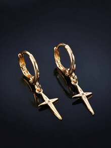 (2PCS) Fashion Minimalist Four-Pointed Star Micro-Inlaid Cubic Zirconia Women's Casual Earrings Copper Material Jewelry - Style 1 - View 7