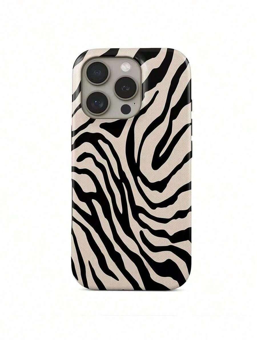 A Stylish Phone Case That Does Not Include A Lanyard Or Stand. This Phone Case Features A Zebra Print Design In Navy And Beige And Is Compatible With The 17 Pro, 16 Pro, 15 Pro, And 14 Pro. A Stylish And Unique Korean-Style Phone Case Is Also Available, Compatible With The 11, 12, 13, 14, 15, And 16 Pro Plus. Its Elegant Design Is Suitable For Both Men And Women. It Makes A Great Gift For Girlfriends On Christmas, Valentine's Day, Easter, Wedding Season, And Birthdays. - 彩色 - 查看 1