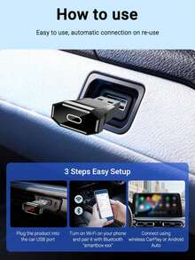 XUDA 2026 Nueva Caja Inteligente Compacta & Exquisita, Adaptador Mini 2 en 1 Inalámbrico CarPlay & Android Auto, Nuevo Convertidor CarPlay, Conexión Automática Rápida, Sin Retraso, Accesorios para Automóvil, De Cableado a Inalámbrico, Con Puertos USB/USB-C - B - Ver 4