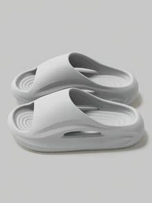 MAOLI Men's Open-Toe Thick-Sole Slippers, Casual Sports Style Hollow Design Couples Summer New Sandals, Shower Slides, Indoor Bedroom Daily Wear Sandals, EVA Non-Slip Increased Height 3cm, Multiple Colors Available, Women Summer Slippers - Grey - View 5