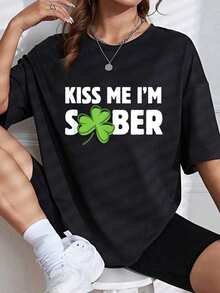 Camiseta "I'm Sober Life Celee Sobriety AA NA Recovery" - 100% aodn, camiseta gr£ficara mujeres, blusa de verano para mujeres - Negro - Ver 2