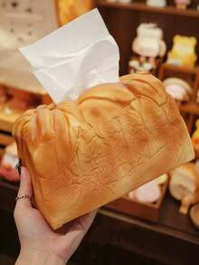 1/2pcs Realistic Toast Bread Tissue Box, Cute Home Desktop Decor, Living Room Desktop Storage Rack, Novel Creative Household Tissue Box - Multicolor - View 6
