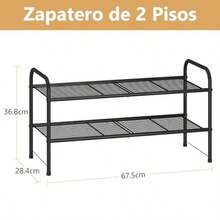 LUMEZING Metal, Zapatera DIY, Ahorro de Espacio y Estante versátil, Organizador de Zapato para Almacenar y Guardar Los Zapatos para Entrada, Puerta, Dormitorio, Guardarropa - Zapatero de 2 niveles - Ver 3