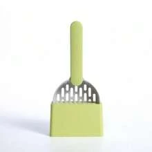 1pc Pet Cat Litter Scoop Set With Dedicated Litter Filtering Tool And Matching Base, Fine Hole Cat Scoop Cleaning Pet Supplies, Color Block Cat Litter Scoop Set, Cat Poop Scoop, 5 Colors Available - View 12