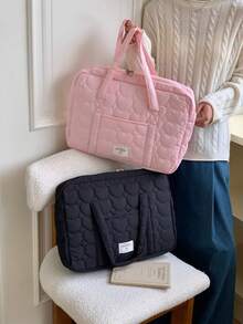 Tas Laptop Bordir Minimalis Bertema Cinta, Kompatibel dengan MacBook 13-16 Inci, Tas Penyimpanan Komputer Kapasitas Besar, Tas Bahu Laptop Ringan - View 5