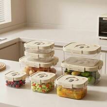 Multi-Functional Transparent Plastic Compartment Food Storage Box, Refrigerator Multi Grids Sealed Fresh-Keeping Box With Cover, Large Capacity Reusable Vegetables FruitsIngredient Container, Microwave Heatable, Kitchen Food Storage And Organization - Multicolor - View 2