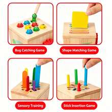 5-In-1 Multifunctional Wooden Sorting Bucket With Gear, Bug Catching And Pull Rod Games, Develops Color Recognition And Fine Motor Skills For Toddlers, STEM Educational Toy, Perfect Gift For Children's Birthday And Christmas - Multicolor - View 5