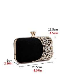 Handbag With Metal Handle, Evening Bag With Diamonds, Gold Wedding Clutch, Shoulder Bag With Chain, Small Handbag - Perak - View 4