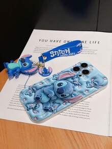 Disney Lilo And Stitch Phone Case : 3D Fluffy Pattern Border Protector Phone Soft Phone Case With A Free Cute Stitch Bracelet Chain Lanyard, Stitch, Lilo, Angel, For Apple 17 Promax 17 Pro 16 15 14 13 12 11 Pro Max XS Max X XR Soft Cover Summer Phone Case - 白色 - 查看 6