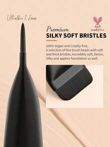 docolor 超薄底妝刷，瞬間噴霧般妝效，無縫完美上妝，超柔軟密實刷毛，完美暈染，打造平滑自然妝感，不浪費不留痕，還原完美肌膚 - 黑色 - 查看 4