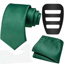Set Aksesori Pernikahan Pria Terbaru yang Dapat Disesuaikan, Termasuk Dasi Warna Polos yang Dipadukan dengan Sapu Tangan Saku dan Klip Sapu Tangan, Cocok untuk Pengantin Pria, Acara Bisnis, Prom, Pesta, Pakaian Formal Elegan, Pilihan Terbaik untuk Hadiah Pria. - A - View 14