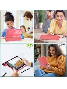 混合透明背殼附筆筒，適用於 iPad 11代 11"(A16,2025) & 10代 10.9"(2022)，自動喚醒休眠輕薄保護套 - 玫瑰紅 - 查看 7