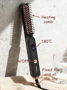 CRASTS Straight Hair Comb, Hair Straightener, Styling Brush, Home Use, Volumizing, Hair Care, Inward Curl, Dry Hair, Anti-Static, Dormitory - Black - View 7