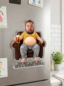 1pc Custom Dad Squishy Belly Photo Fridge Magnet, Personalized Face Father's Day Gift, Gag Refrigerator Magnet,Kitchen Decor,Husband Birthday Keepsakes,Beer Pizza Belly,Anti-Collision Fridge Magnet,It's Not A Dad Bod, It's A Father Figure - Multicolor - View 8