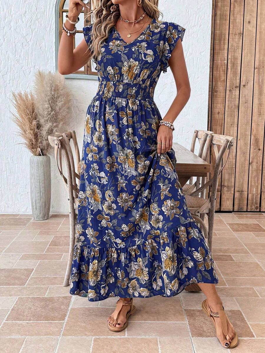 Vestido vintage de lunares de talla marrón, vestido de San Valentín, cumpleaños, atuendos de San Valentín para mujeres,, cumpleaños, salida, vestidos elegantes para mujeres, va - azul real - Ver 1