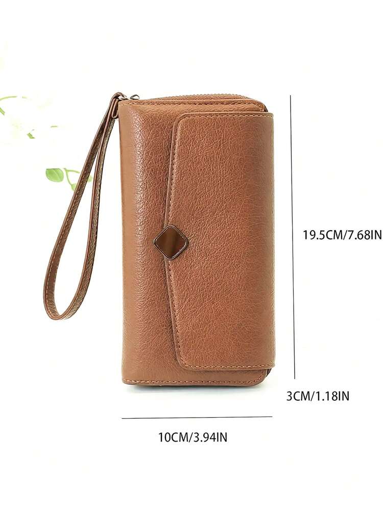 MINGYOU New Women's Folding Wallet, Soft PU Material, Zipper