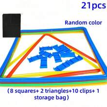 21pcs/Set (Includes 10 Models, 10 Buckles And 1 Storage Bag) Bouncy Sensory Motion Set, Diameter 28/38/42CM(11/15/16.5inch). Suitable For Multi-Person Outdoor Activities, Sports Agility Ladder And Physical Exercise Equipment, Fast Reaction Agility Improvement, Lawn, Backyard Activity Props, Mixed Colors - Multicolor - View 20