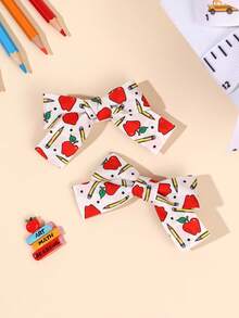 10pcs/2pcs Back To School Stylish Stationery Bow Hair Clips, Colorful Cute Bow Barrettes, Teacher's Day, Hair Accessories Gift For Girls Teens Daily School Wear - Multicolor - View 8