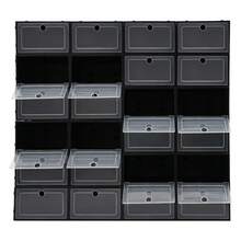 24 Pack Shoe Boxes For Closet Fit, Need To Assemble, Stackable Shoe Storage Organizers With Lids Foldable Plastic Sneaker Containers Display Space Saving, 9.1 X 13 X 5.5 Inches (Multicolor) - Black - View 9