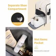 Pickleball Bag Women With Paddle Pocket-Fits 2 Paddles, Puffer Pickleball Tote With Shoe Compartment Fence Hook - Black & White - View 6